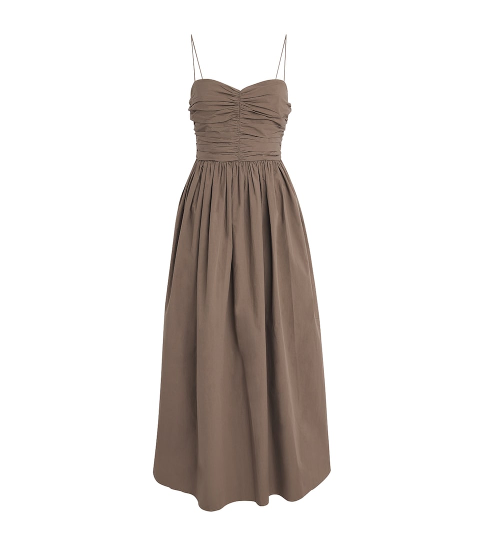 Matteau Womens Organic Cotton Gathered Midi Dress Birchbir