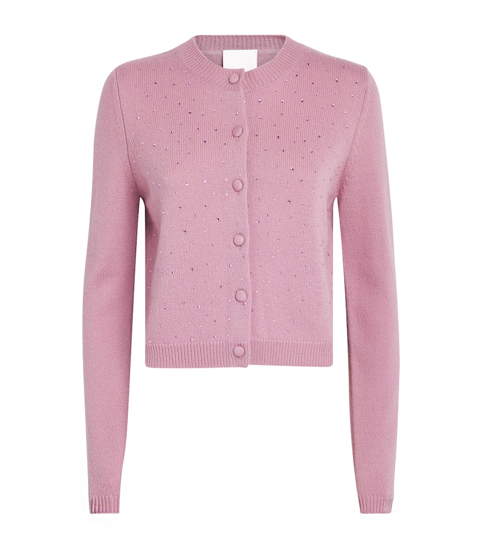 Allude Womens Wool-Cashmere Crystal-Embellished Cardigan Pink