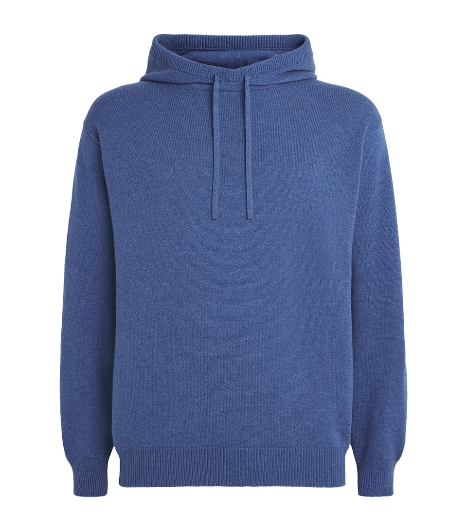 Harrods Mens Cashmere Hoodie Soft Denim