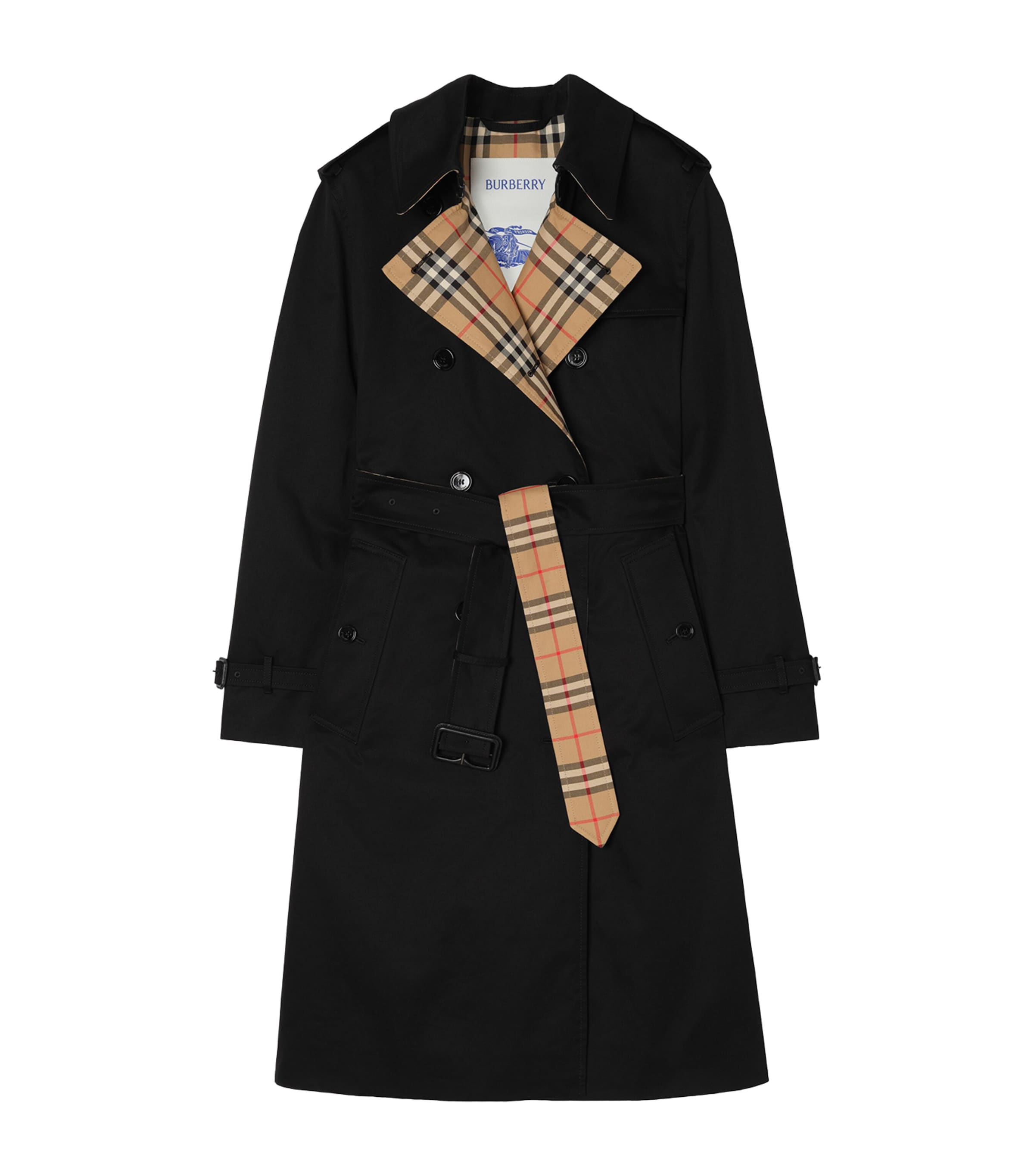 Burberry Womens Gabardine Lakefield Long Trench Coat Black