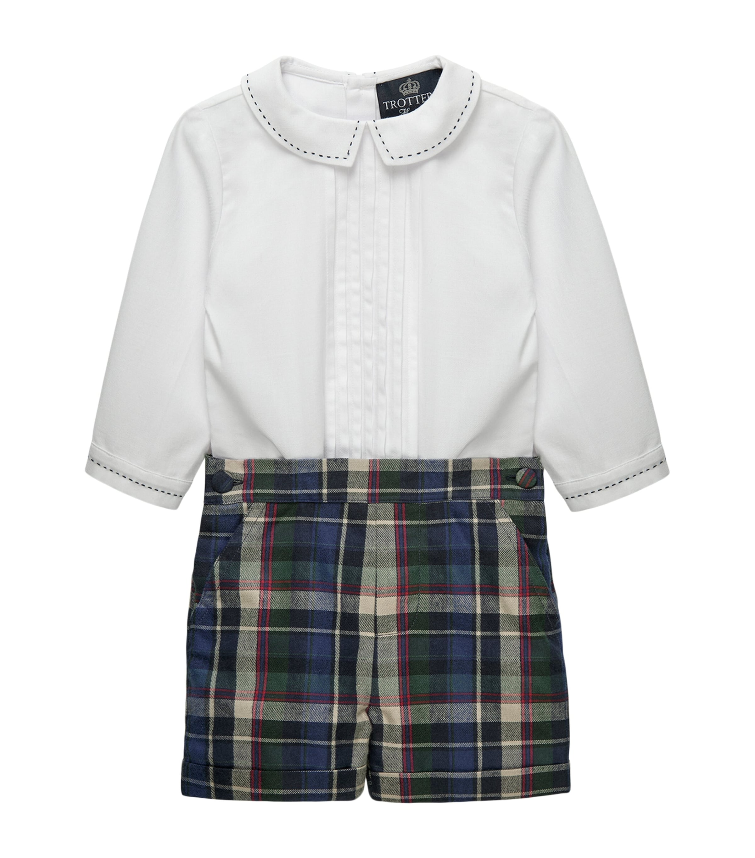 Trotters Tartan Rupert Shirts and Shorts Set (6-24 Months) Multi Tartan
