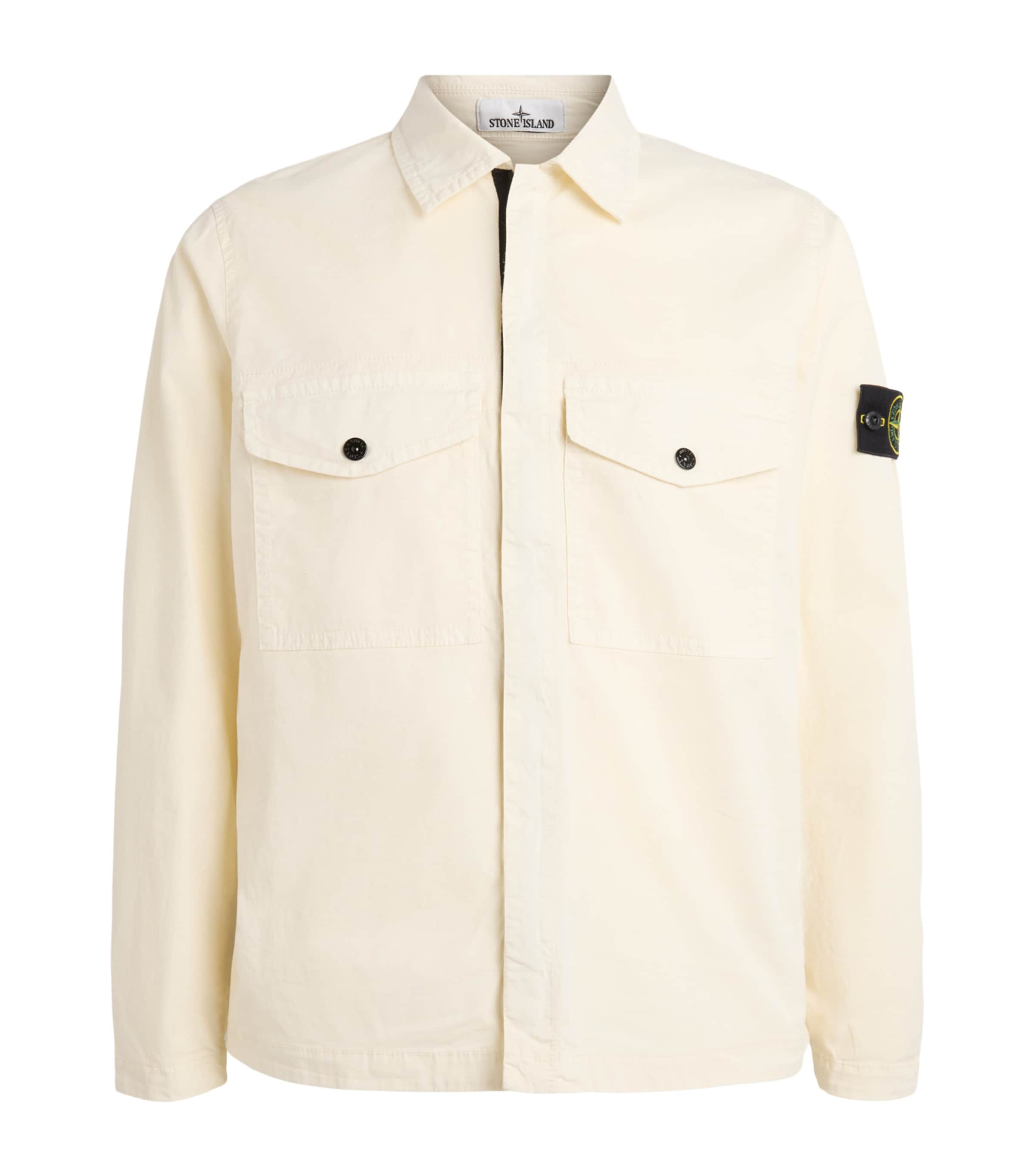 Stone Island Mens Stretch-Cotton Twill Compass Overshirt