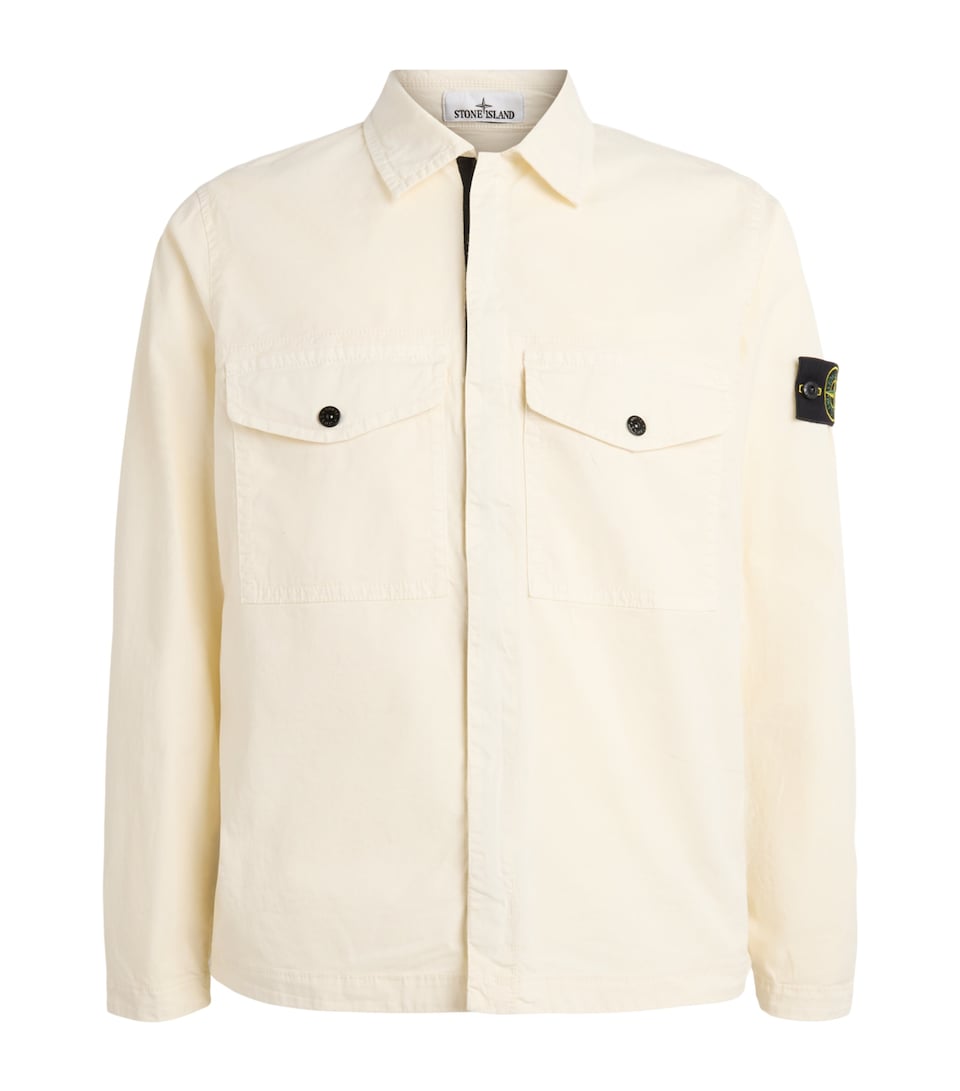Stone Island Mens Stretch-Cotton Twill Compass Overshirt