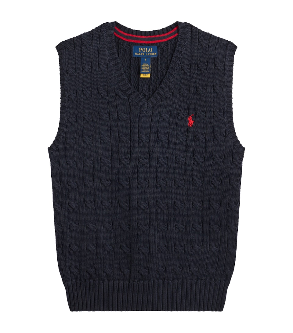 Cotton Cable-Knit Polo Pony Sweater Vest (2-7 Years)