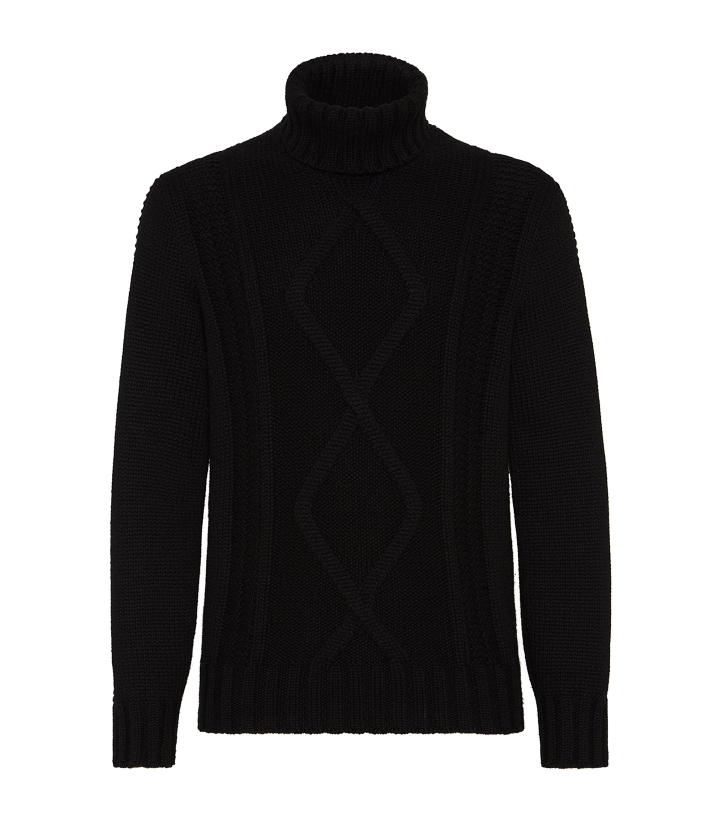 Cashmere Irish Cable-Knit Rollneck Sweater