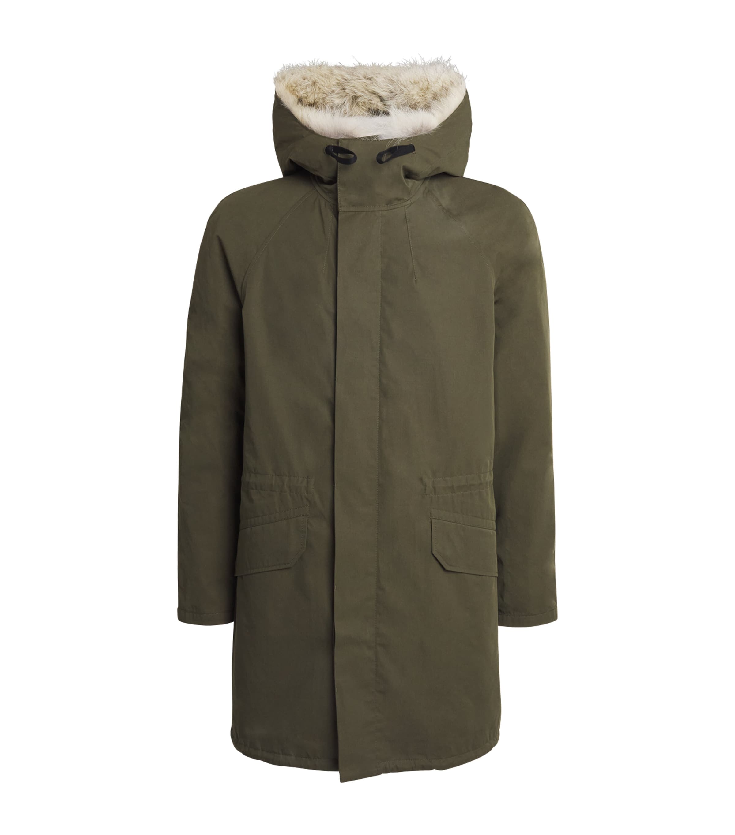 Yves Salomon Mens Down Fur-Lined Parka Fern/coyote