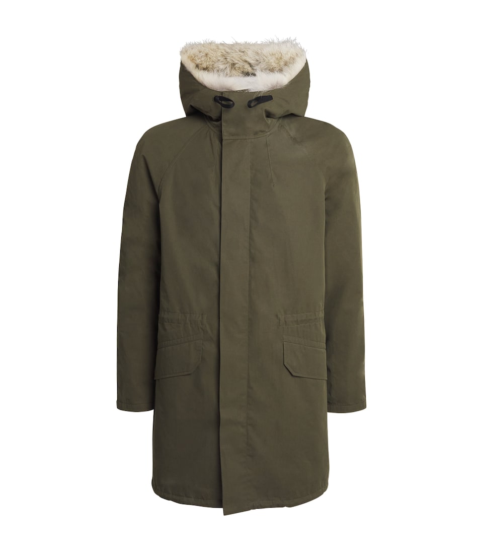 Yves Salomon Mens Down Fur-Lined Parka Fern/coyote