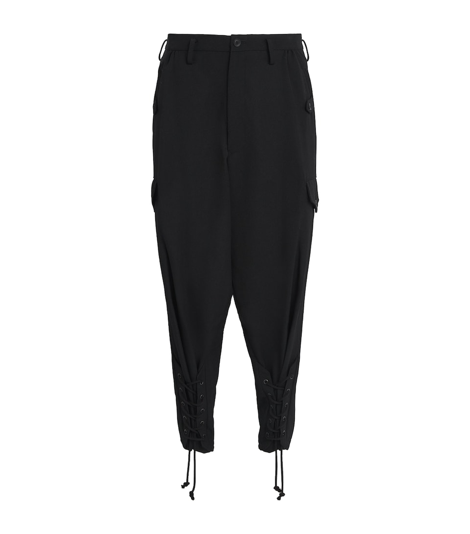Yohji Yamamoto Mens Wool Gabardine Trousers Black