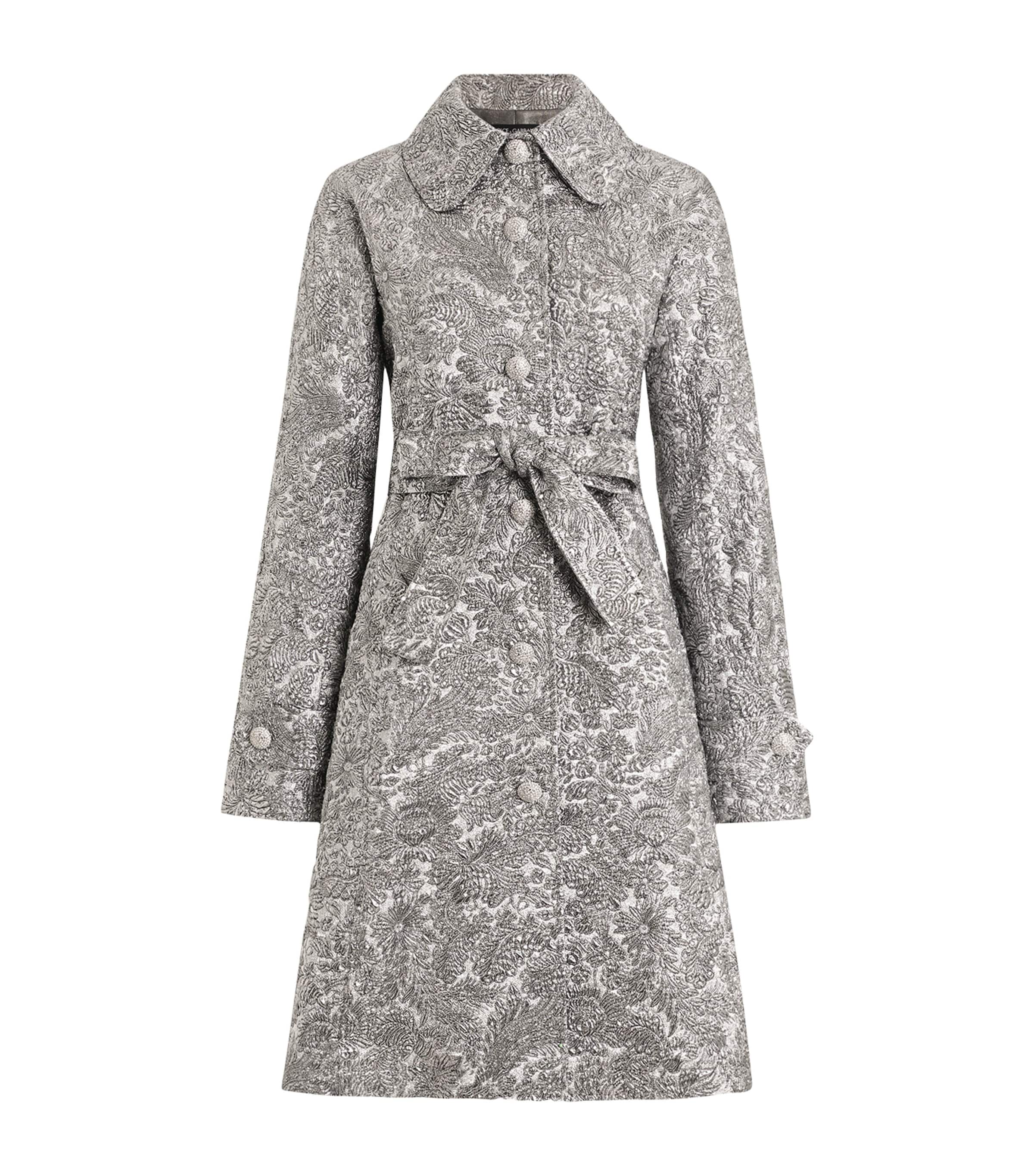 Embroidered Floral Wrap Coat