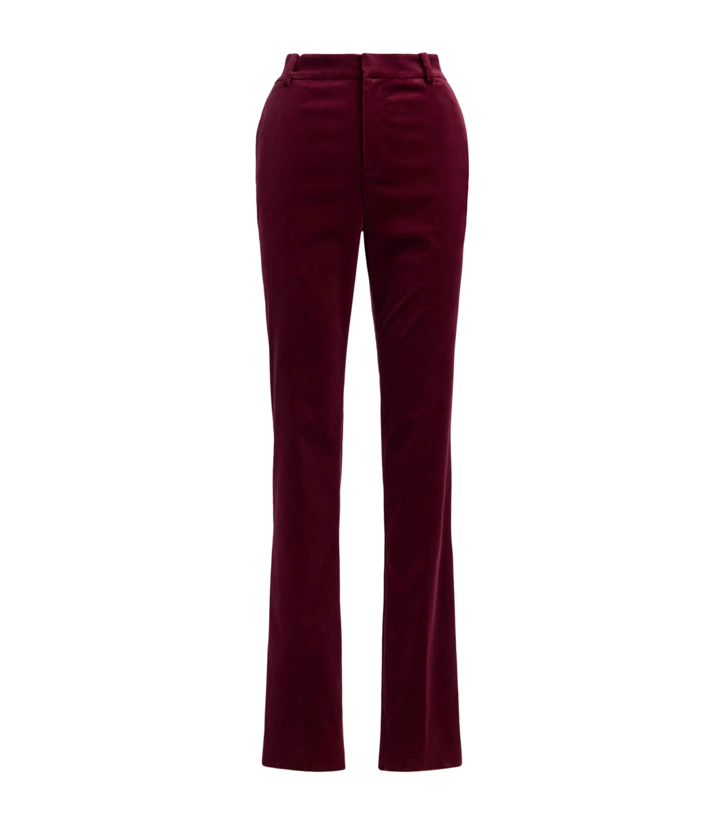 Ralph Lauren Collection Womens Velvet Macy Slim Trousers Carmine