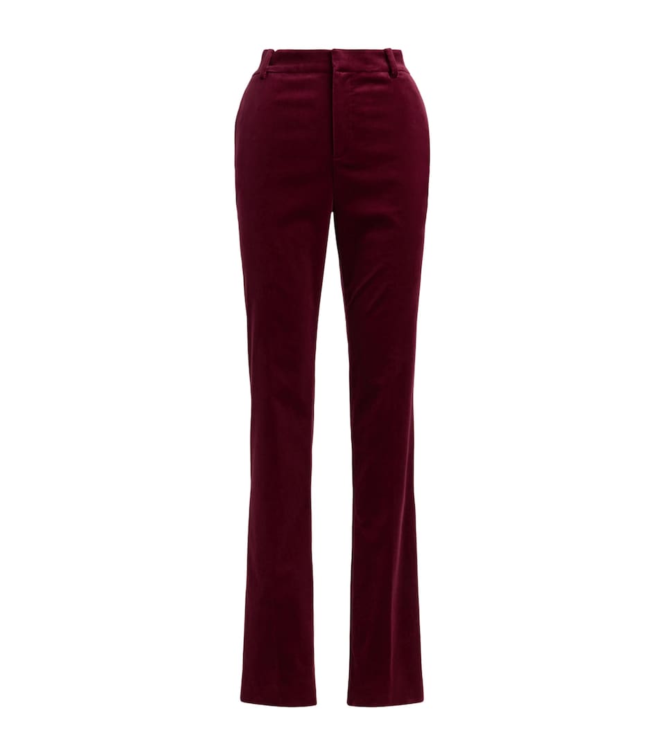 Ralph Lauren Collection Womens Velvet Macy Slim Trousers Carmine