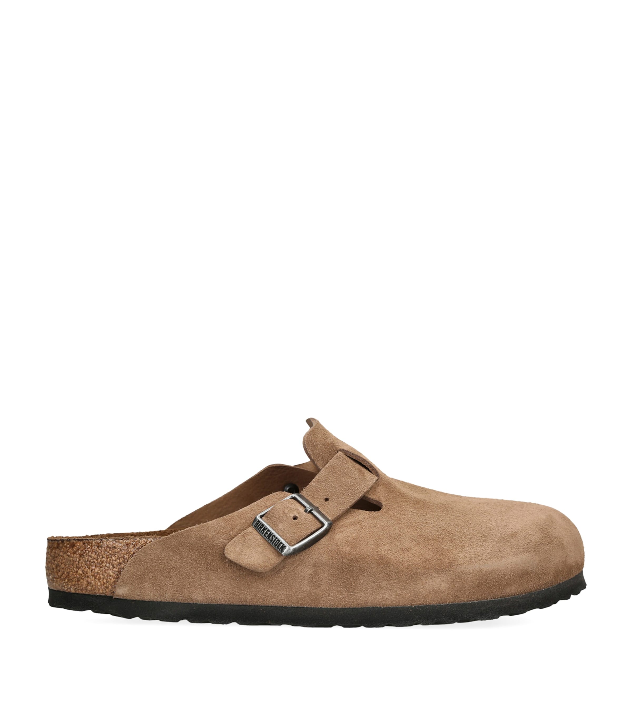 Birkenstock Suede Boston Clogs Mid Brown