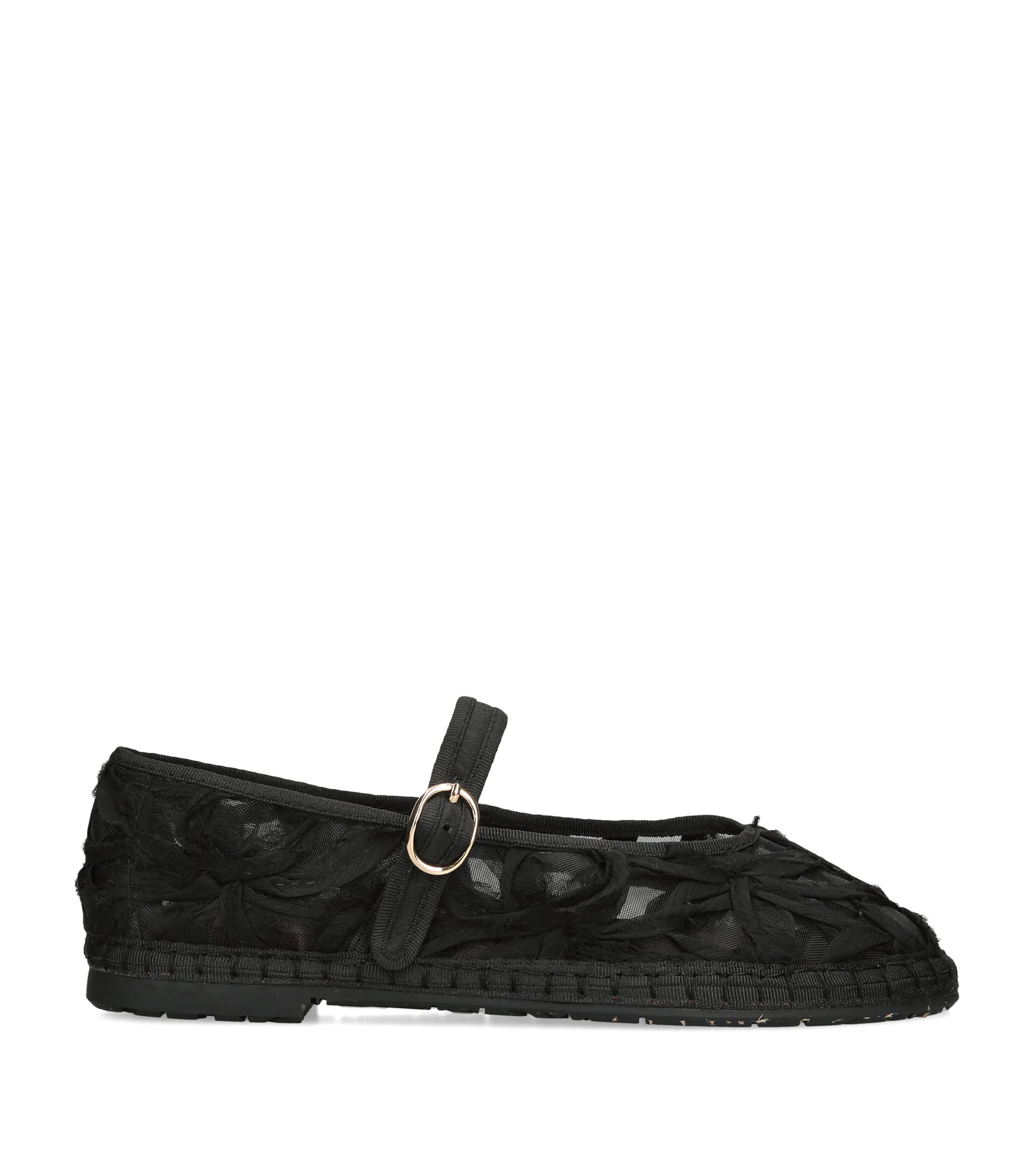 Flabelus Lace Pierre Mary Janes Black