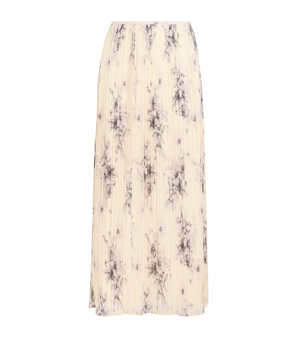 Cinq A Sept Womens Delaine Pleated Midi Skirt Gardenia/black