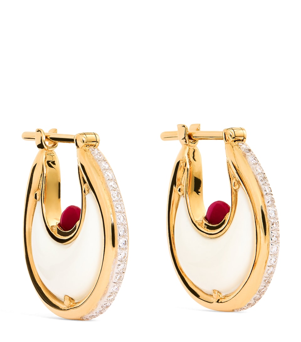 Yellow Gold, Ruby and Diamond Lot N*91 Diana Earrings