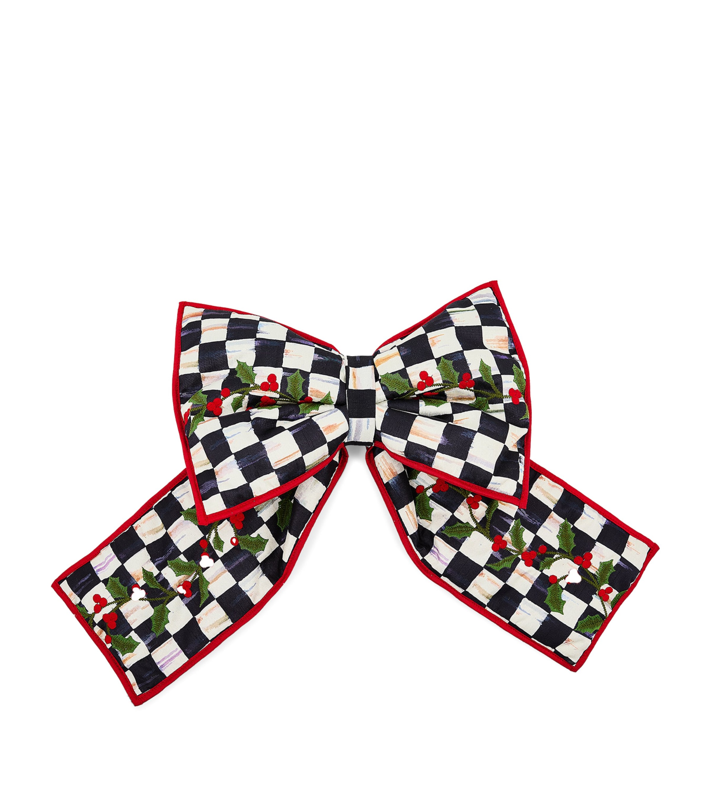 MacKenzie-Childs Courtly Check Holly Large Bow Black