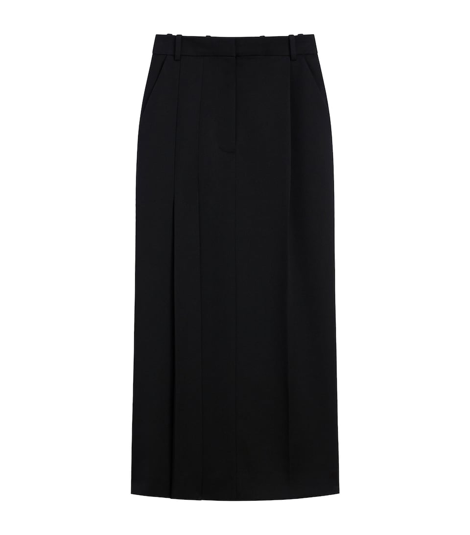 Givenchy Womens Wool Pleated Midi Skirt