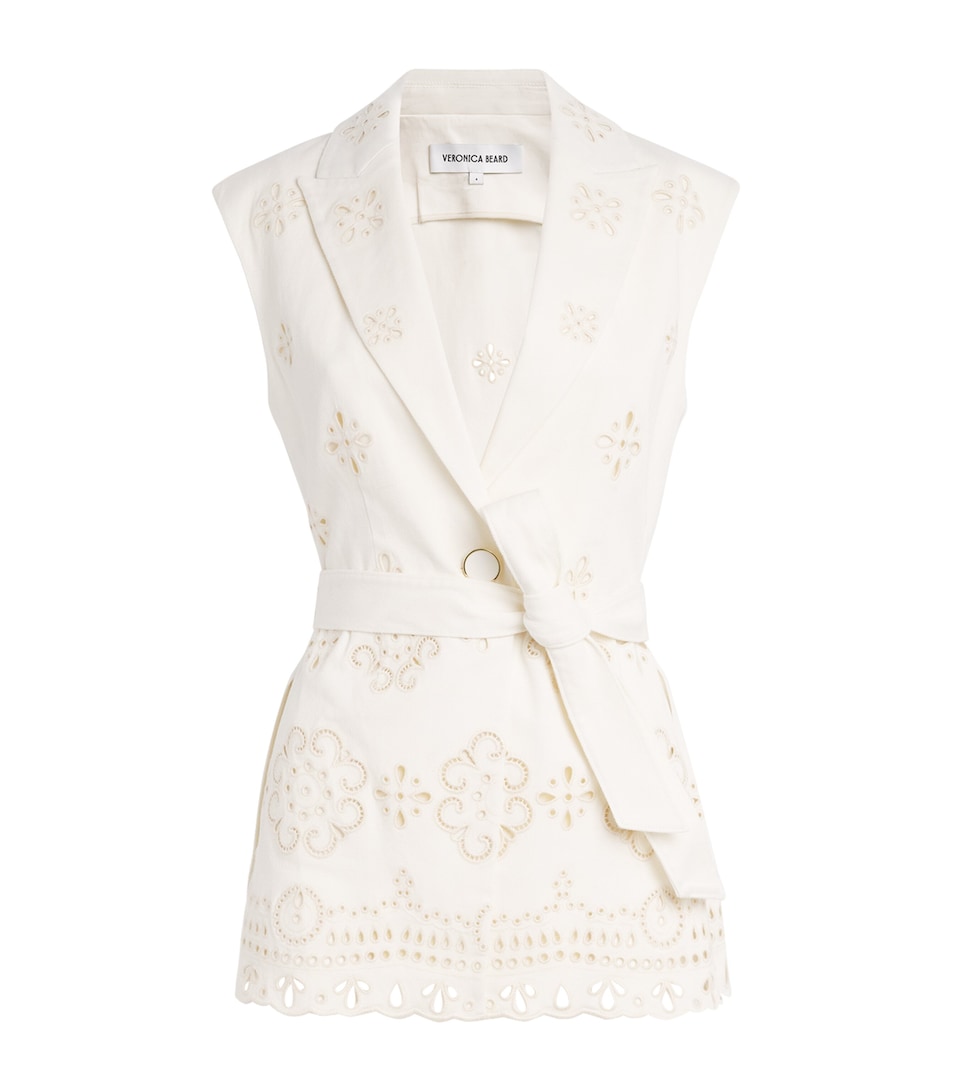 Veronica Beard Womens Eyelet Townes Belted Blazer Dove