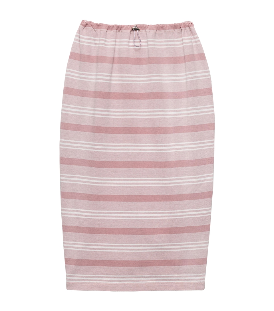 Prada Womens Mohair-Wool Stripe Midi Skirt