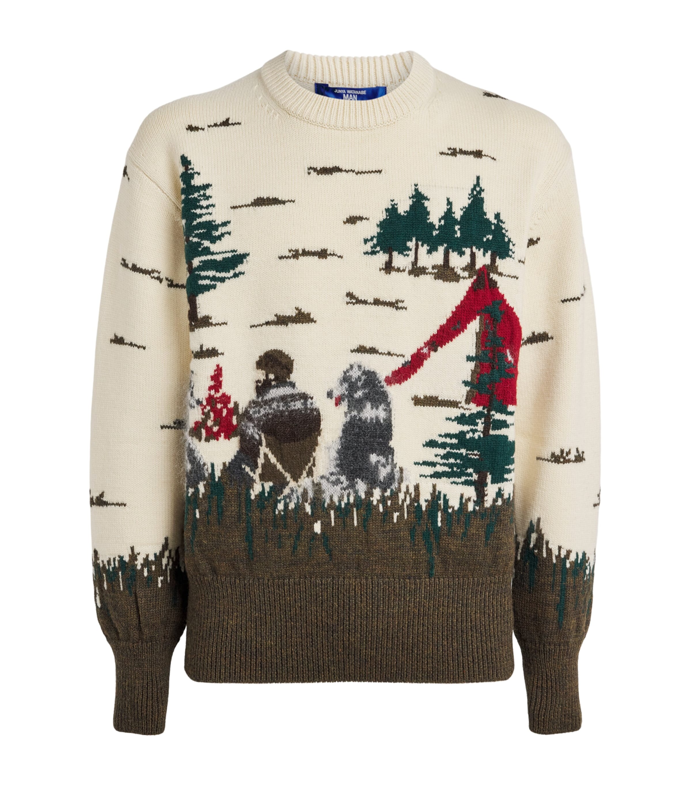 Junya Watanabe MAN Mens Wool Woodland Intarsia Sweater Off White