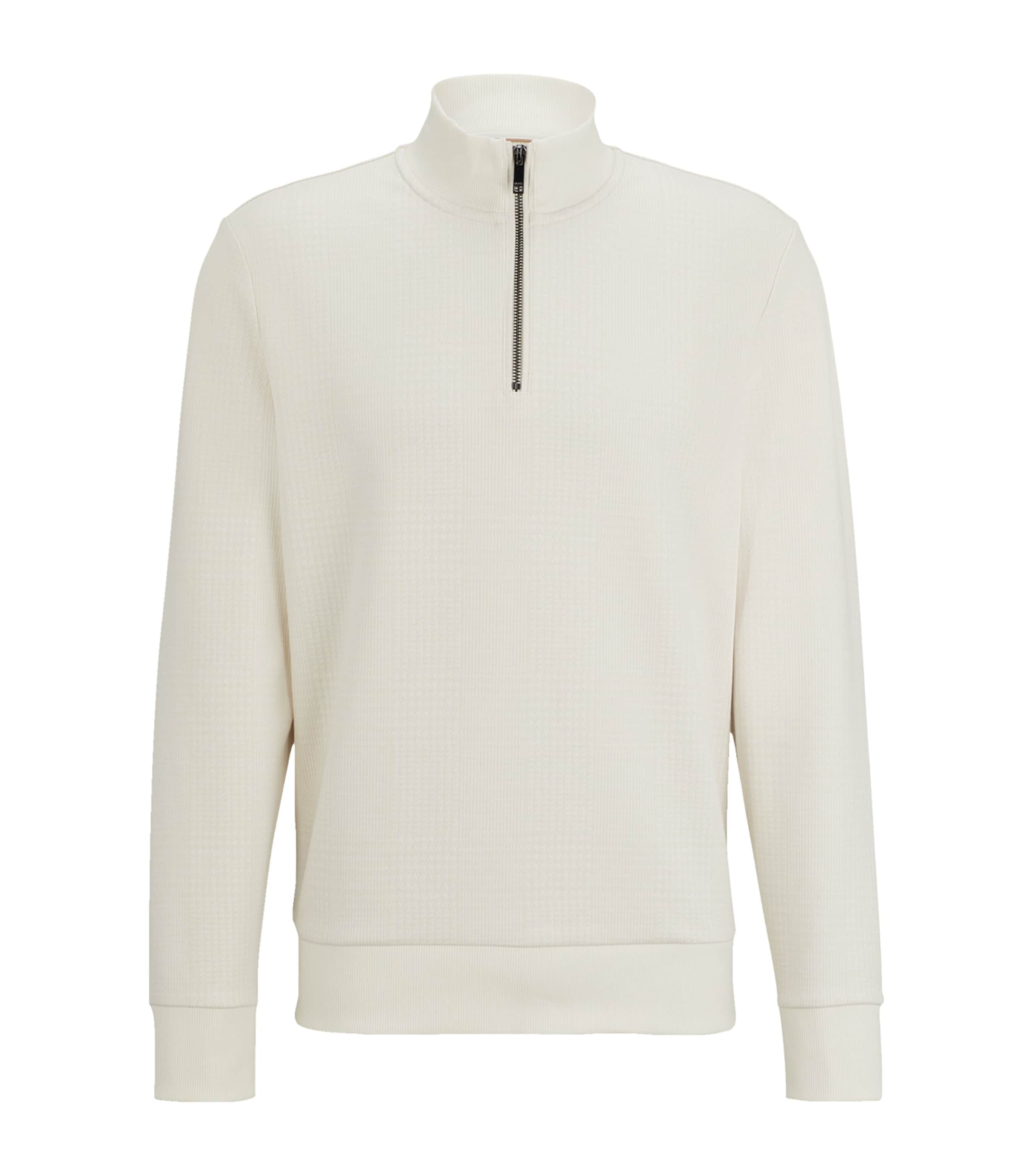 BOSS Mens Cotton-Blend Zip-Up Sweater