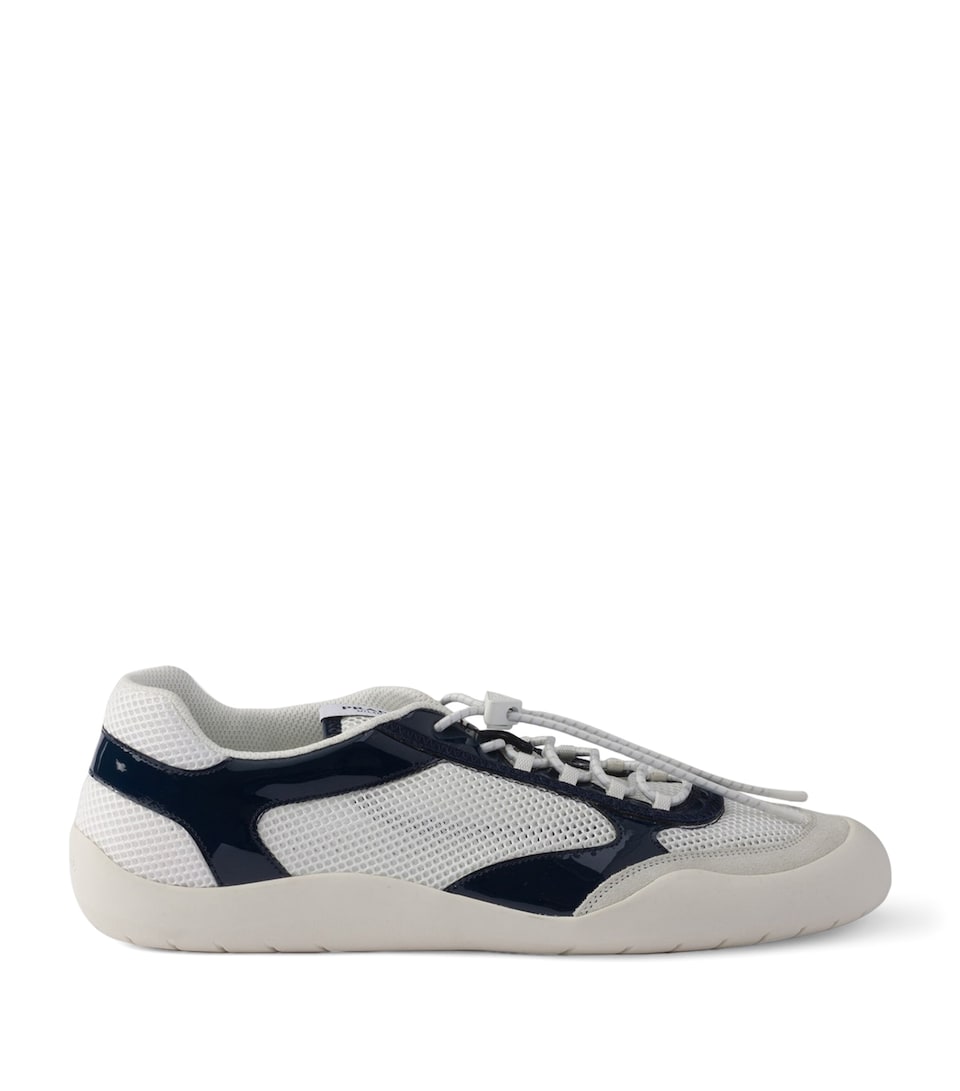 Prada Patent Leather-Mesh Speedrock Sneakers