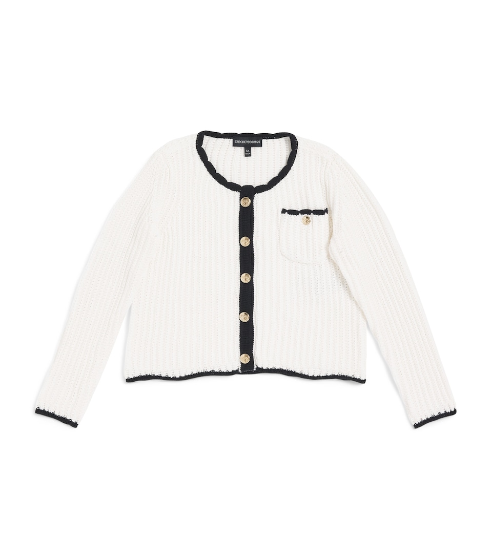 Emporio Armani Kids Cotton Knit Cardigan (4-14 Years) Off White