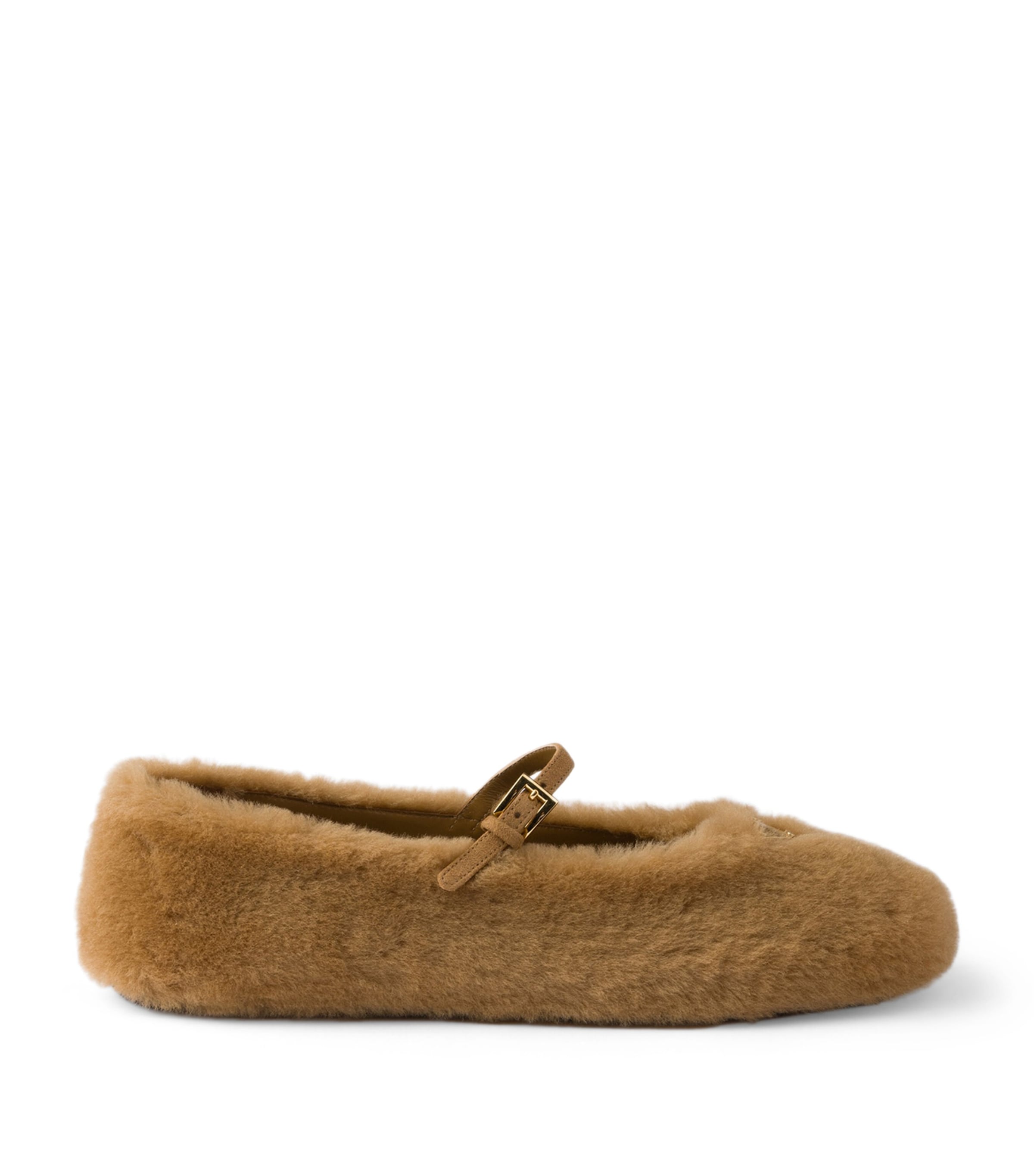 Prada Shearling Ballet Flats Brown