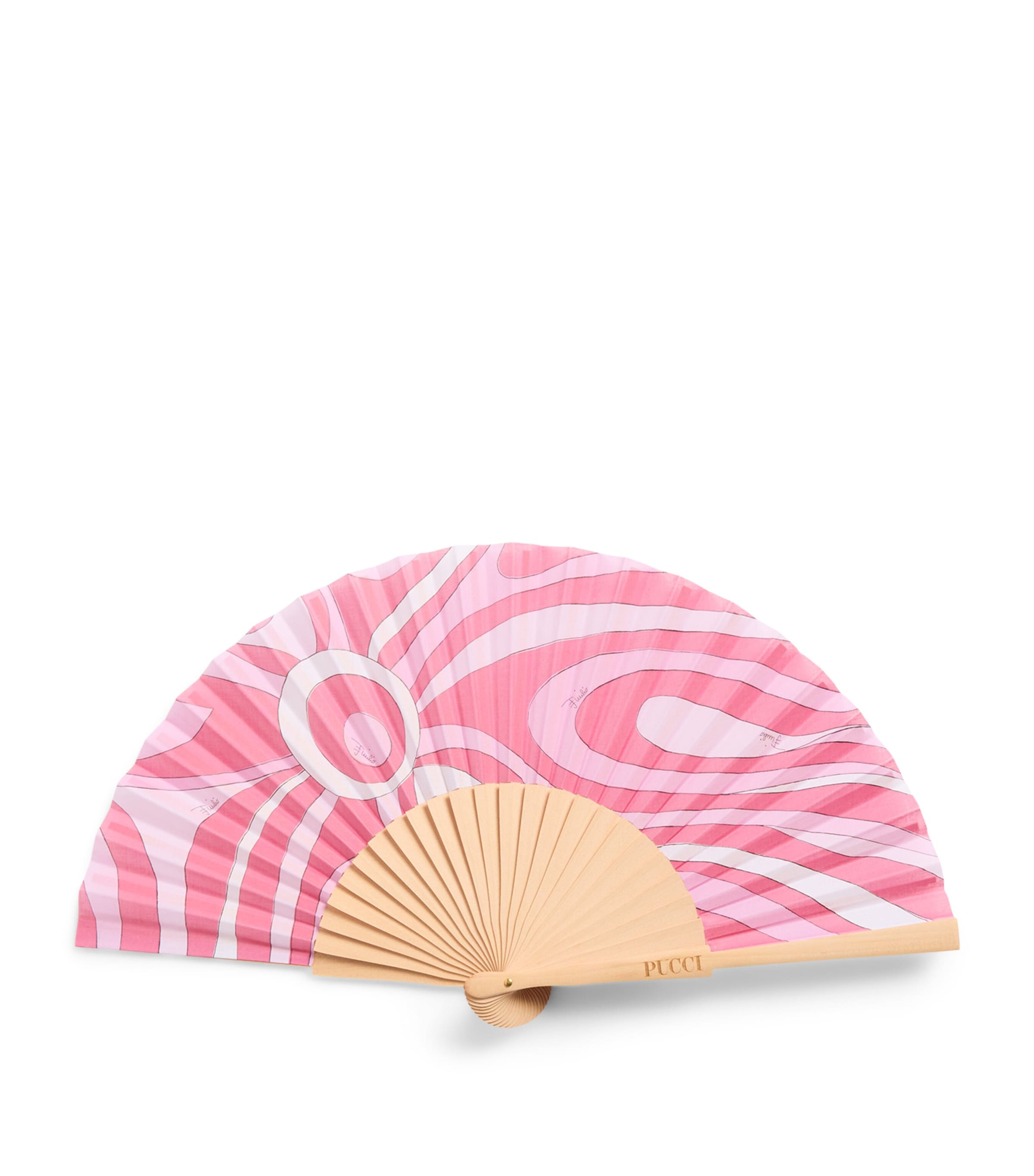 PUCCI Womens Silk Marmo Print Fan Pink