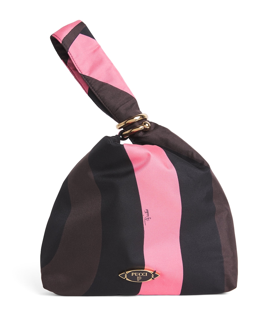 PUCCI Silk Iride Emilio Clutch Bag Brown Coral