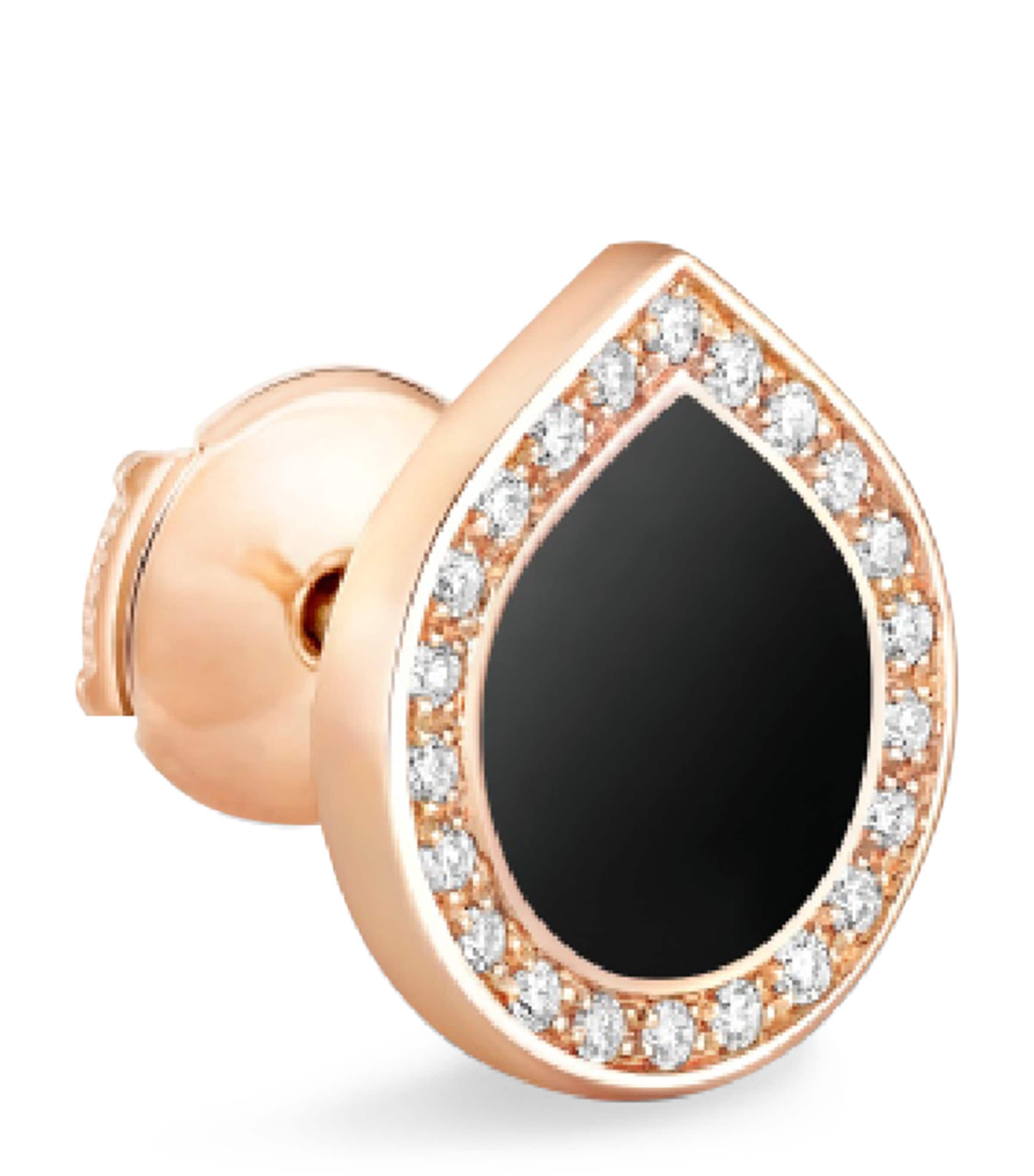 Repossi Rose Gold and Onyx Antifer Single Earring Pink Gold