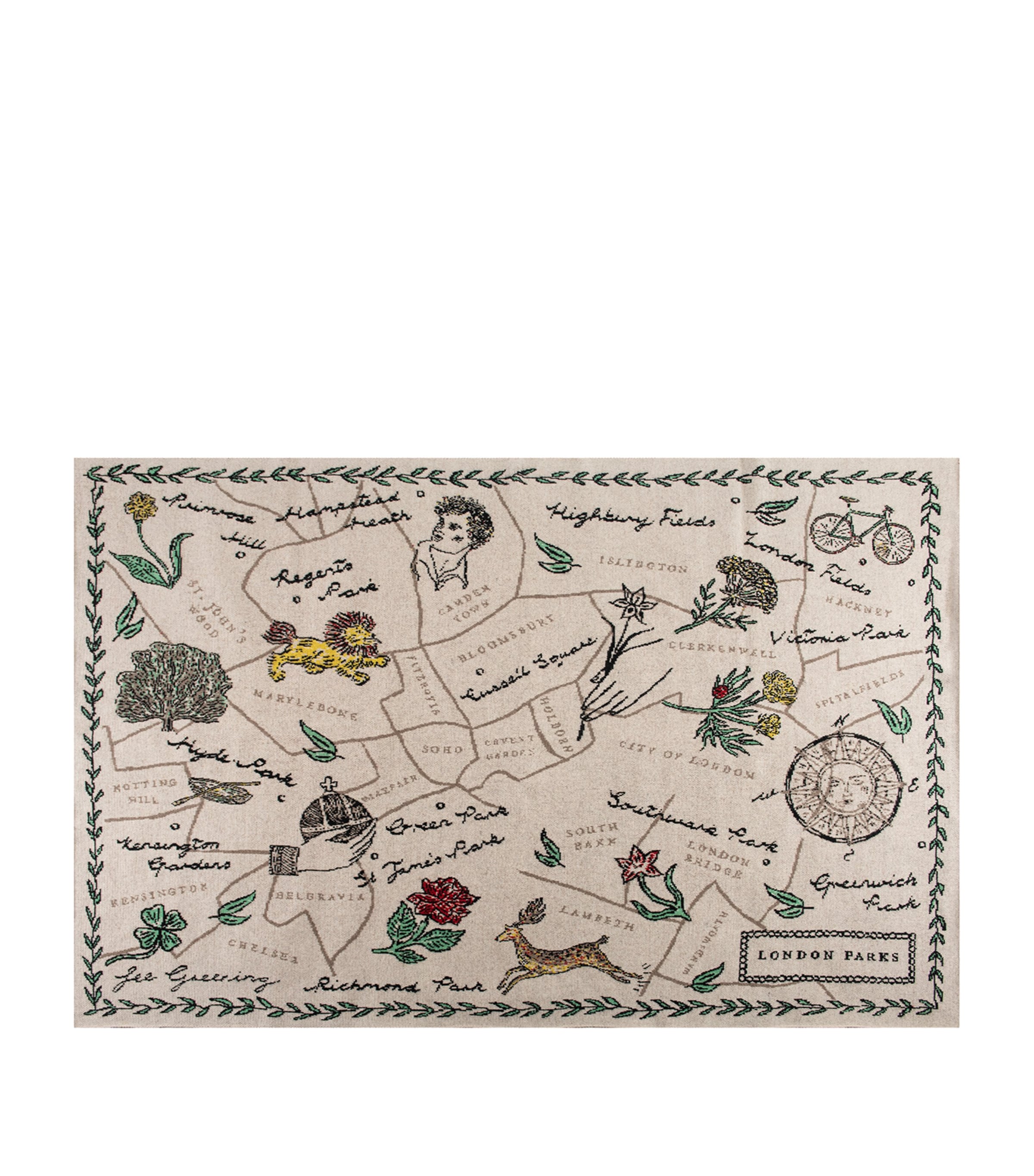 SAVED NY x Fee Greening Cashmere London Parks Throw (130cm x 180cm)