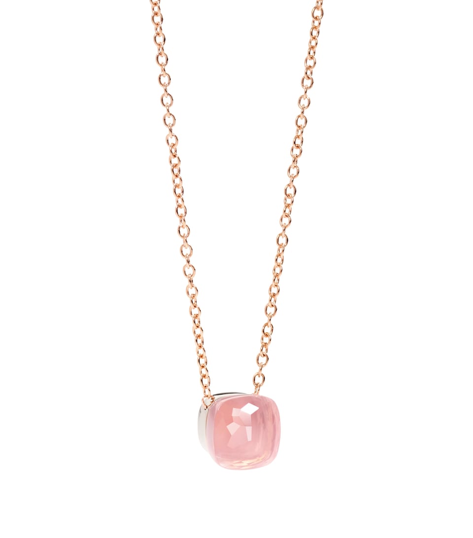 Pomellato Rose Gold, Rose Quartz and Chalcedony Nudo Necklace