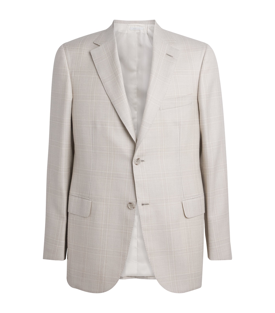 Wool-Silk Check Ravello Blazer