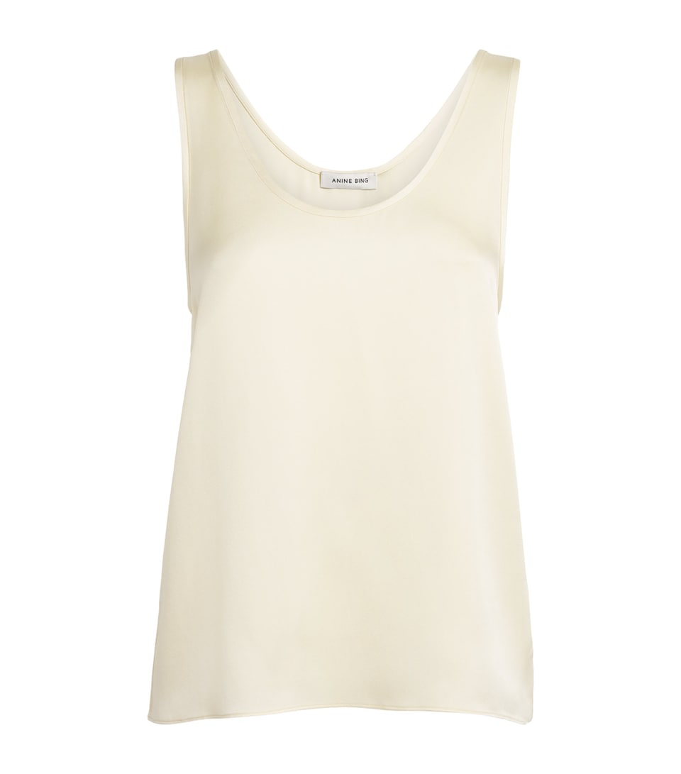 ANINE BING Womens Silk Lea Tank Top Cream