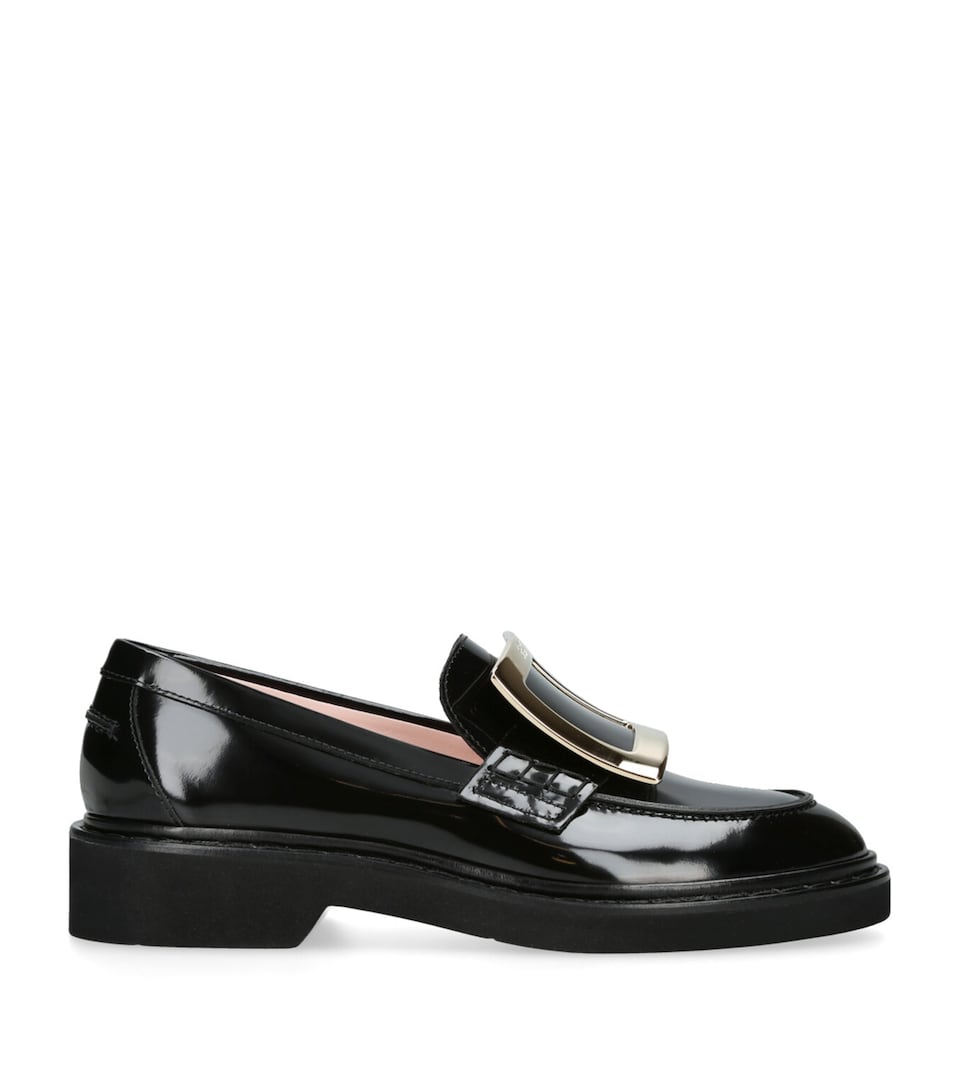 Roger Vivier Leather Viv' Rangers Loafers Black