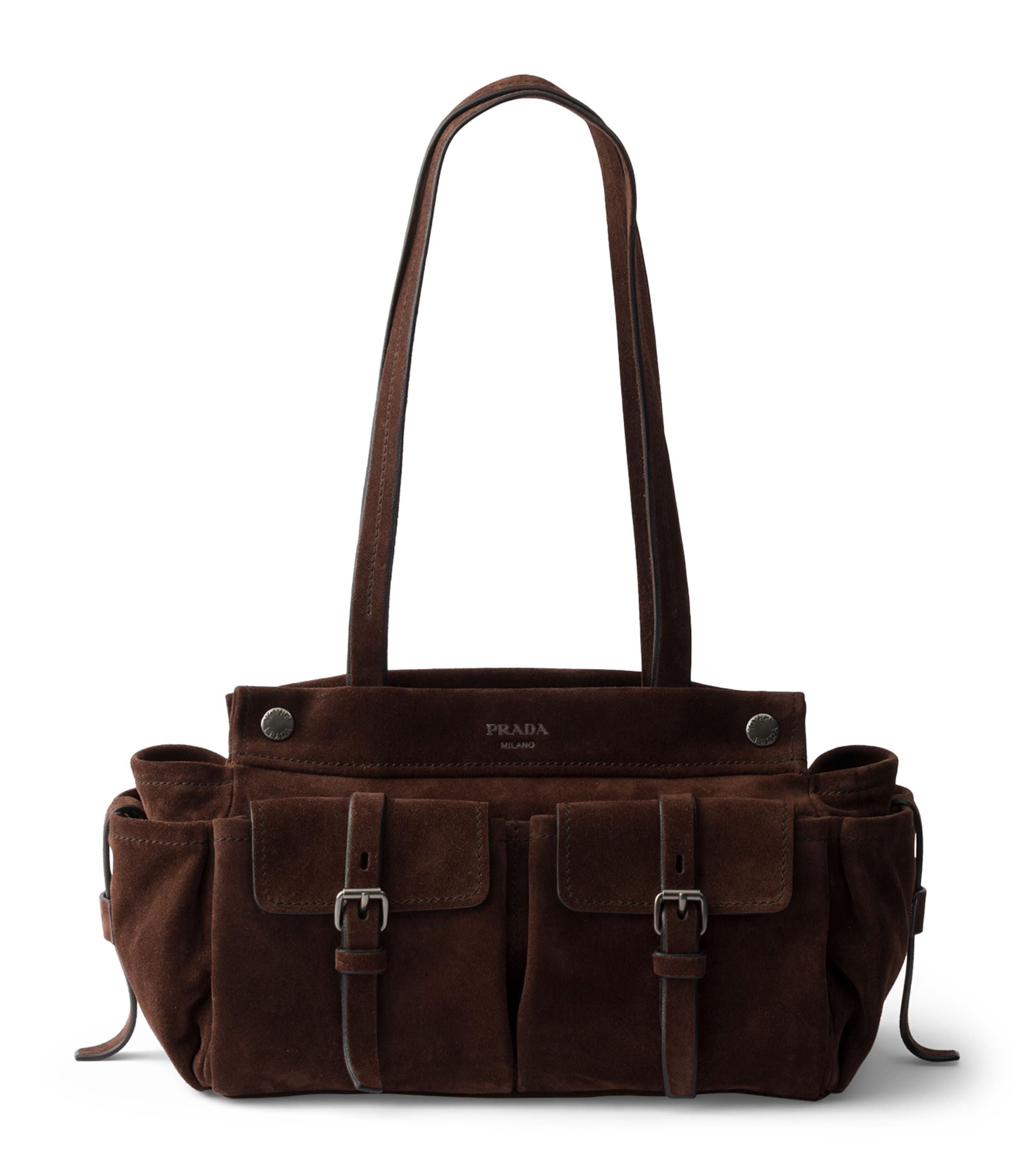 Prada Medium Suede Route Tote Bag Brown