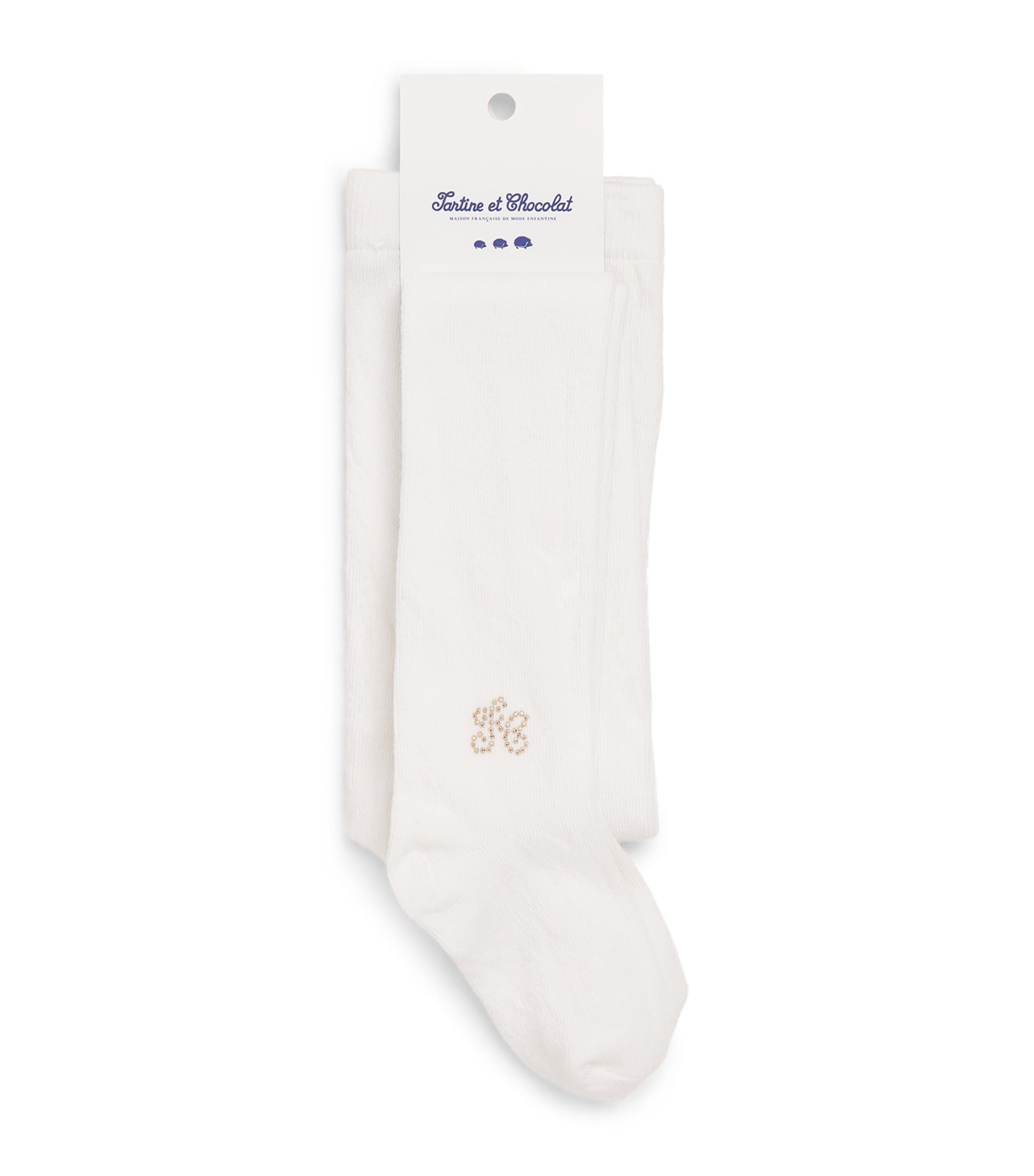 Tartine et Chocolat Embellished Tights Nacre