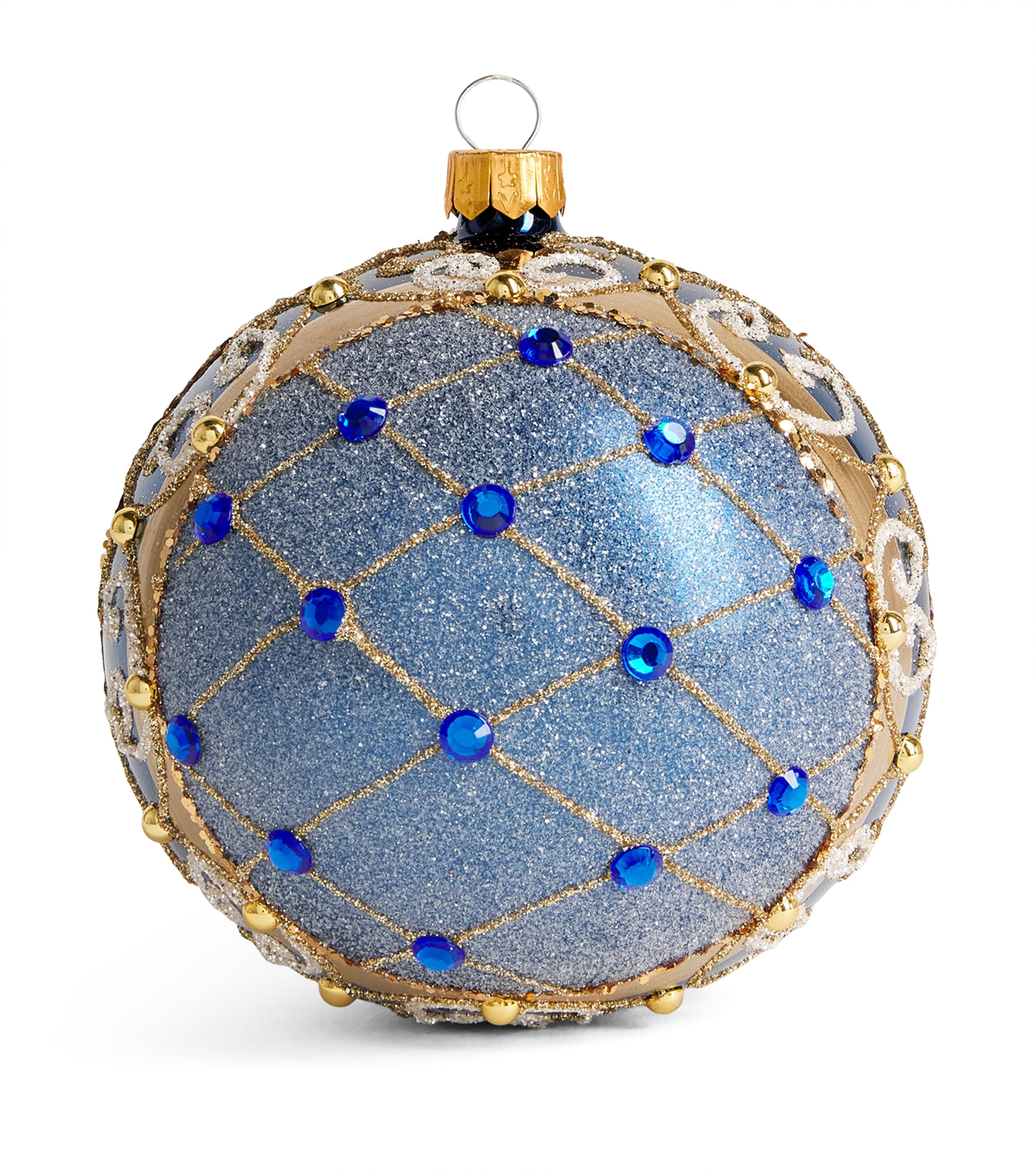 Harrods Glitter and Bead-Embellished Bauble Navy Blue