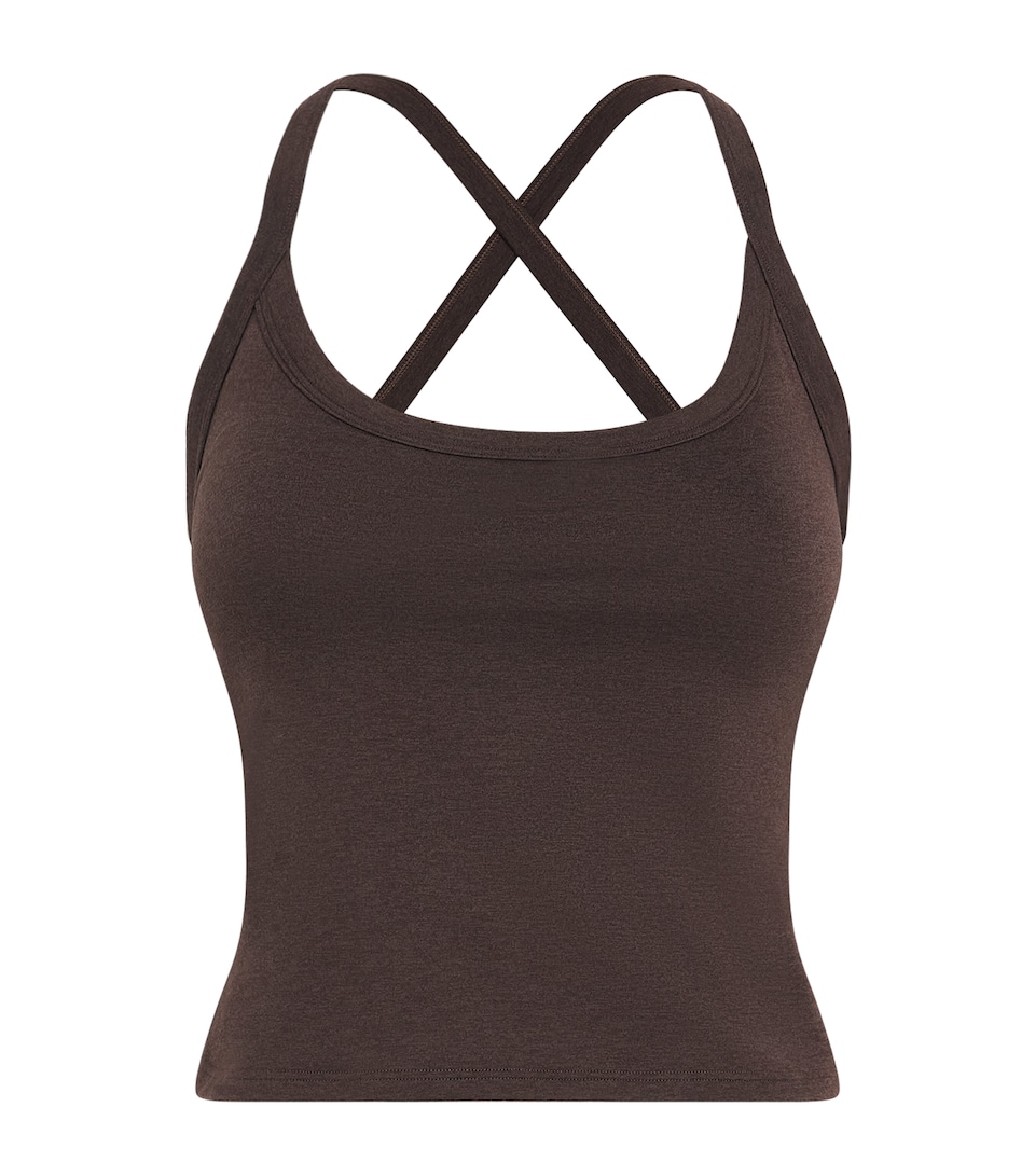 VUORI Womens Halo Cross Back Tank Top Java Heather