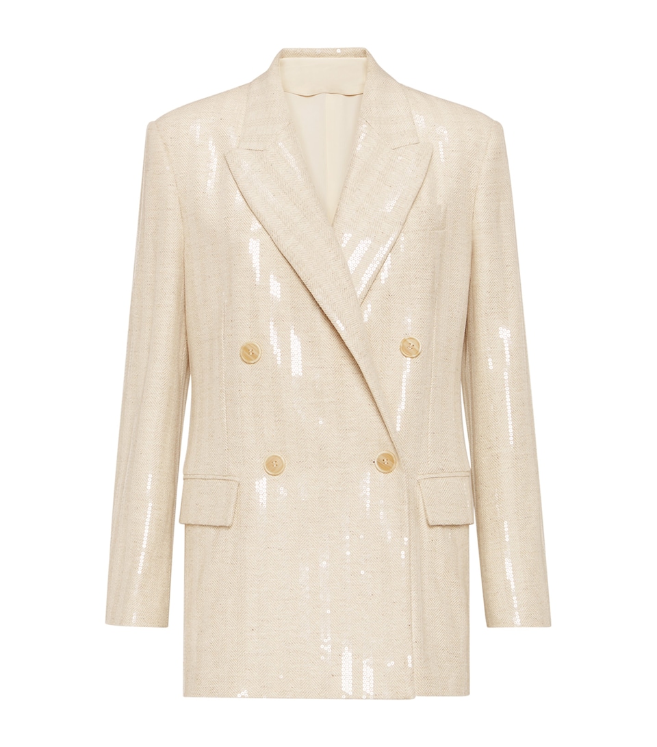 Wool-Cashmere Dazzling Chevron Blazer