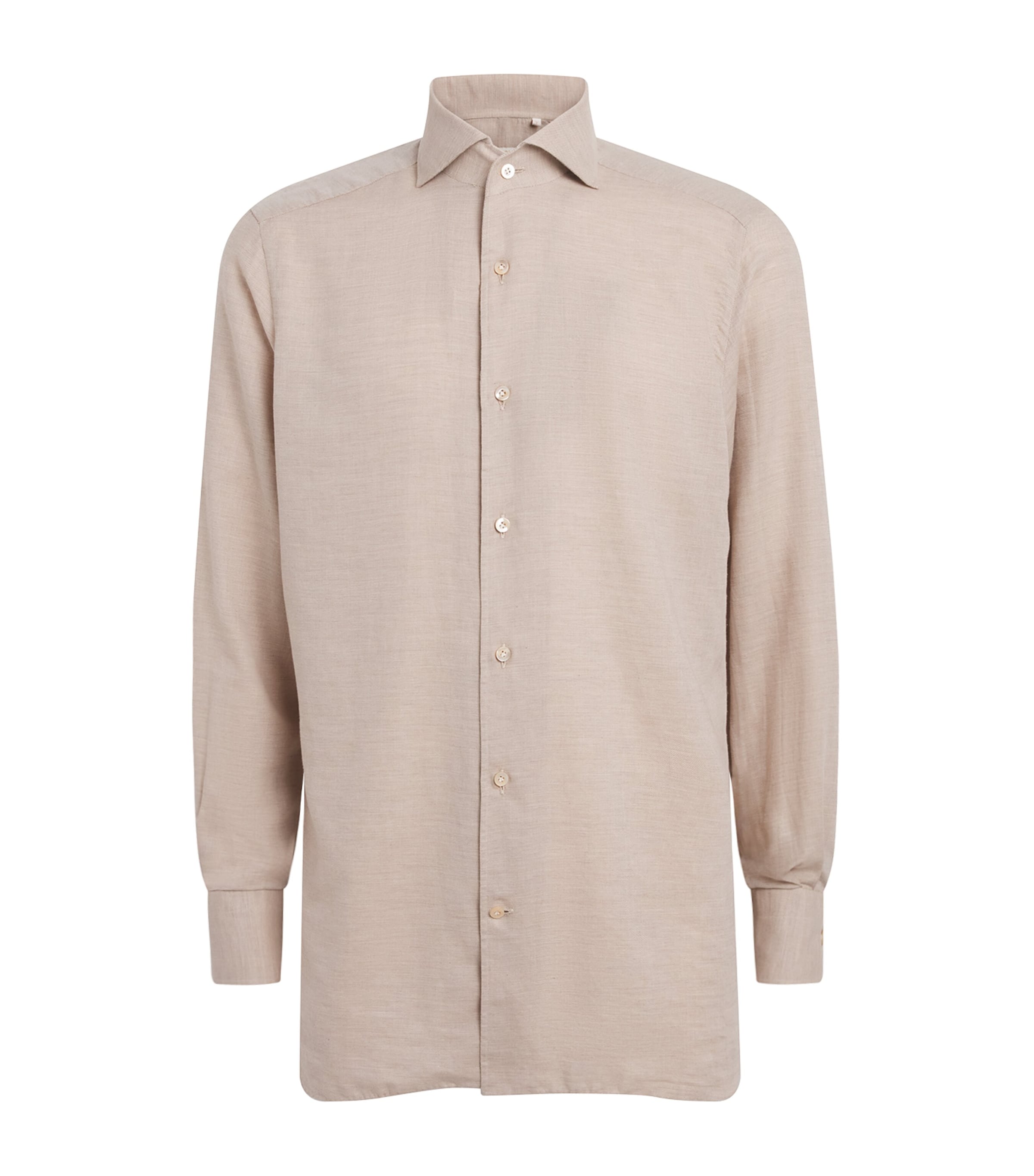 100HANDS Mens Cotton-Cashmere Shirt Soft Beige