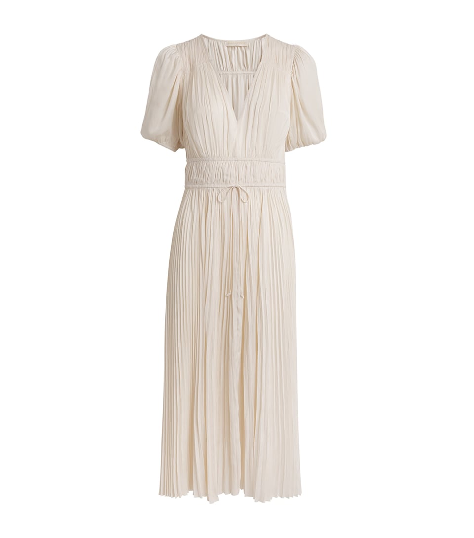 Ulla Johnson Womens Satin Puff-Sleeve Audra Midi Dress Cowrie