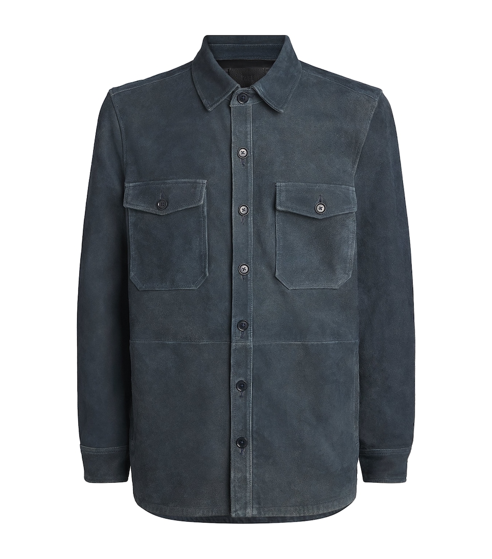 PAIGE Mens Suede Peyman Overshirt Dark Navy