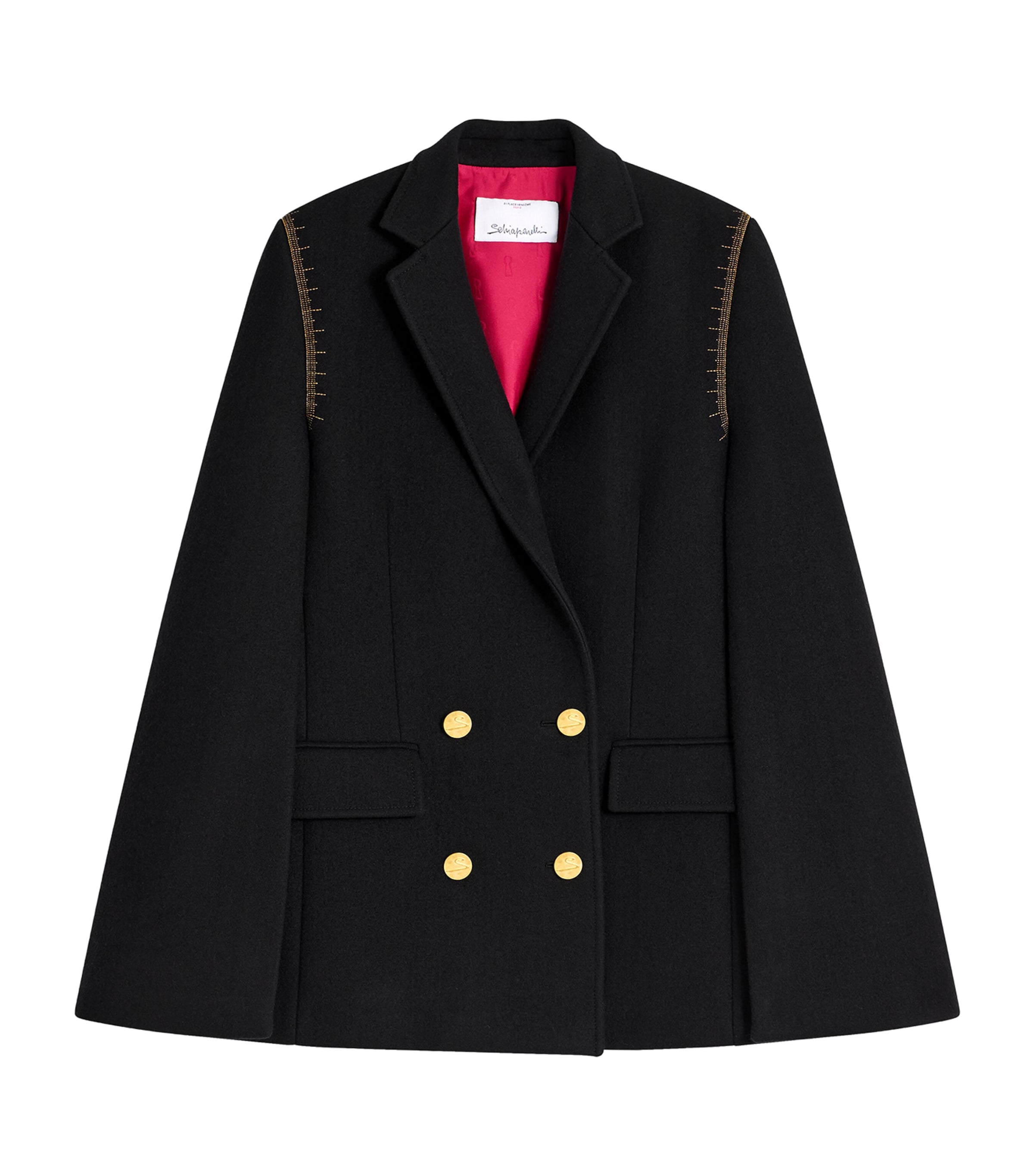 Schiaparelli Womens Virgin Wool Measuring Tape Cape Black