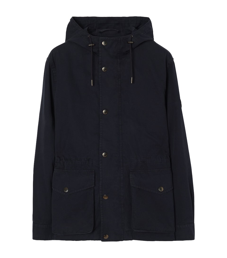 Burberry Mens Cotton Gabardine Hooded Jacket Coal Blue