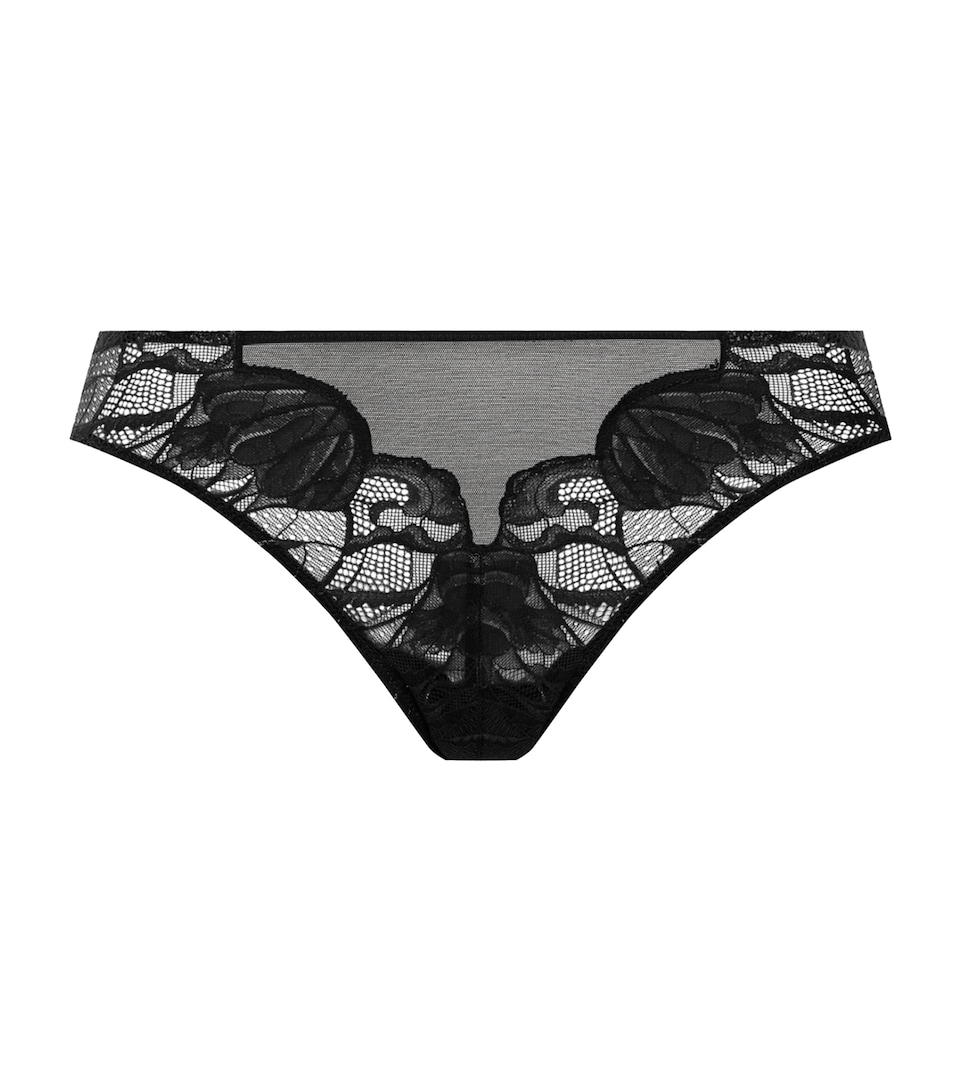 Hanro Womens Lace-Trim Lysia Thong Black