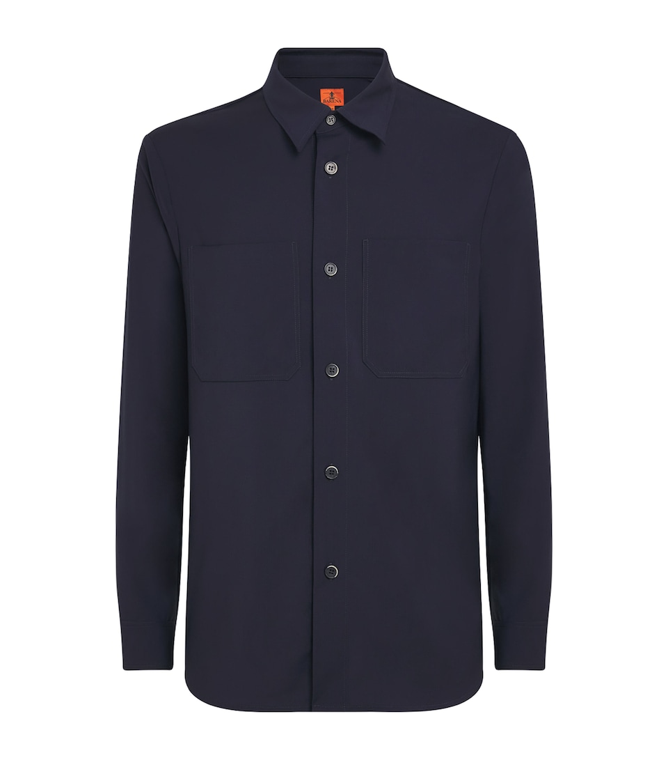 Barena Mens Tropical Wool Overshirt Navy