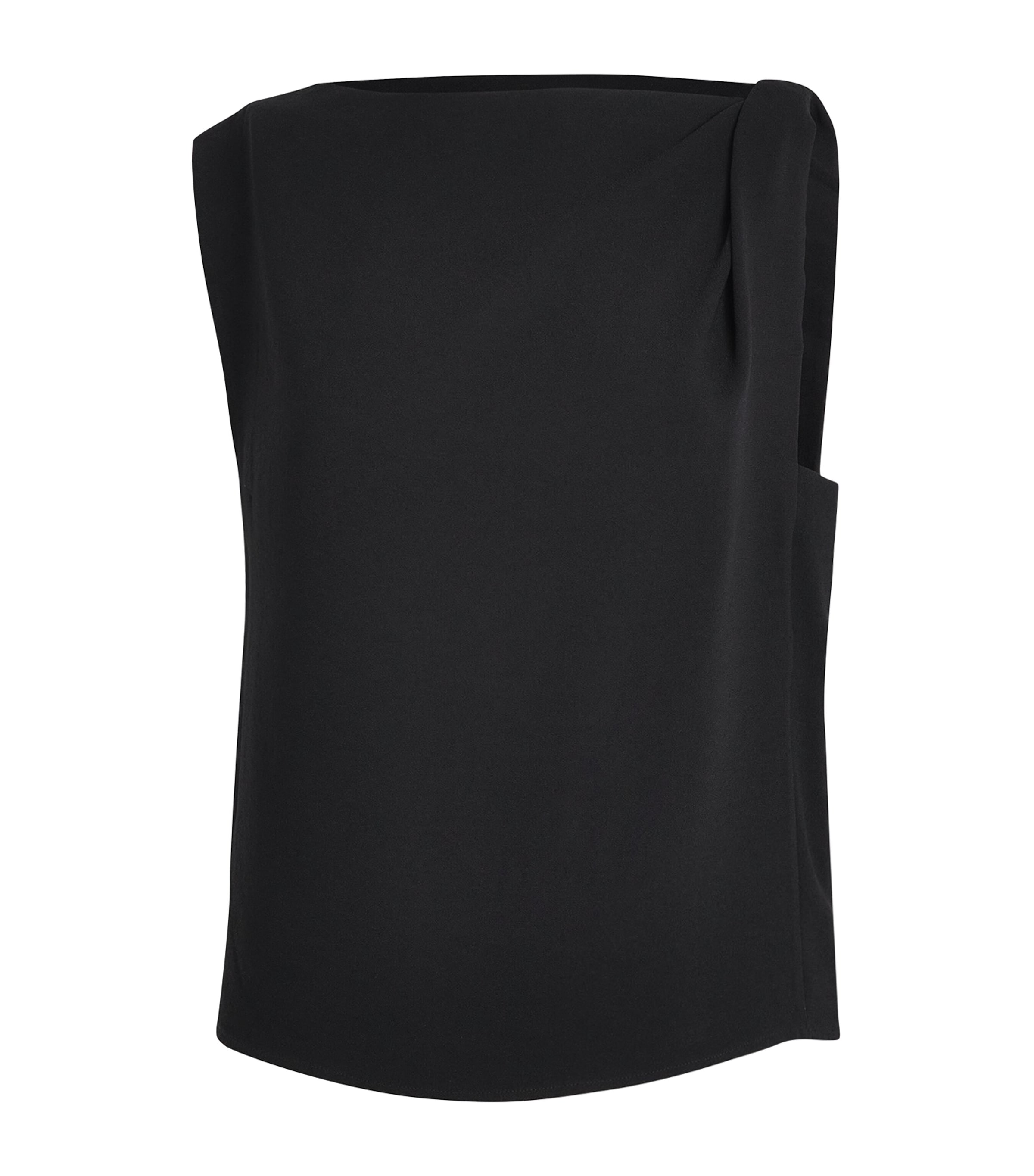 Vince Womens Crepe Draped-Shoulder Top Black