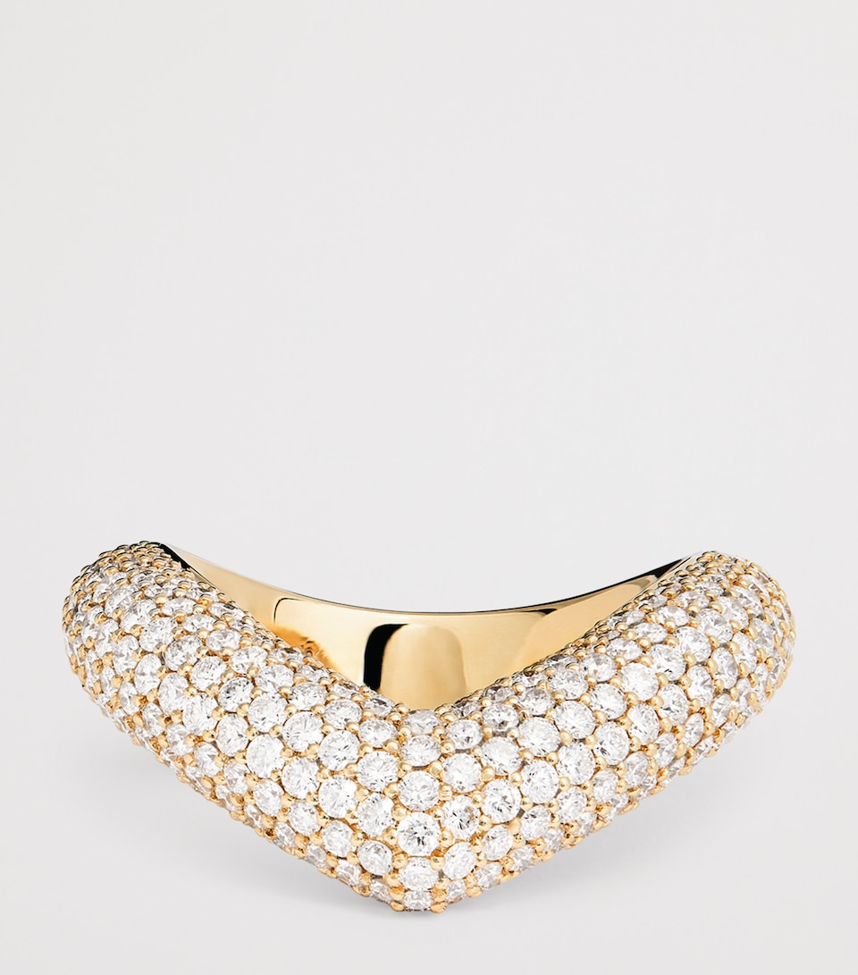 Yellow Gold and Diamond Drop Link Ring